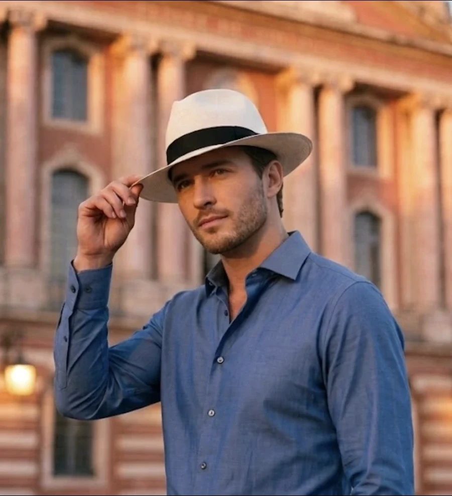 Chapeau Panama Italien Brisa — Ruban Noir en paille toquilla authentique